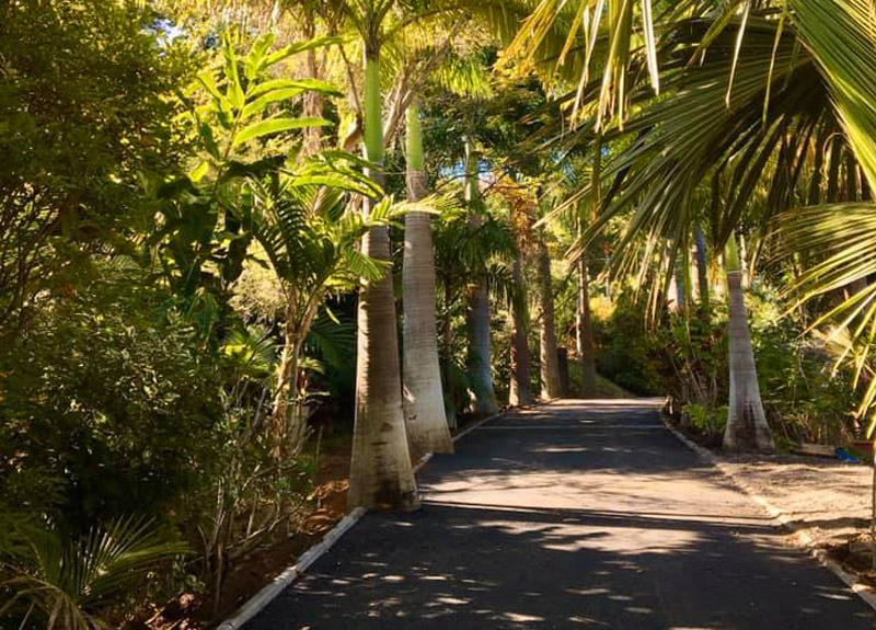 La nouvelle route bitumée qui vous donne facilement accès au jardin d'Ama.