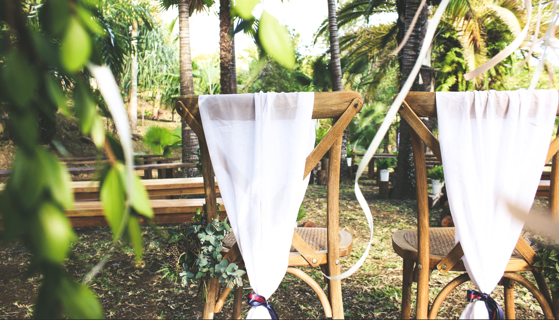 Ambiance champêtre pour un mariage nature au Jardin d'ama dans l'ouest de la Réunion.
